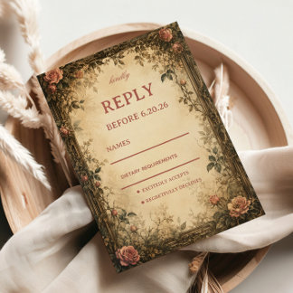 Vintage Rose Botanical RSVP Card
