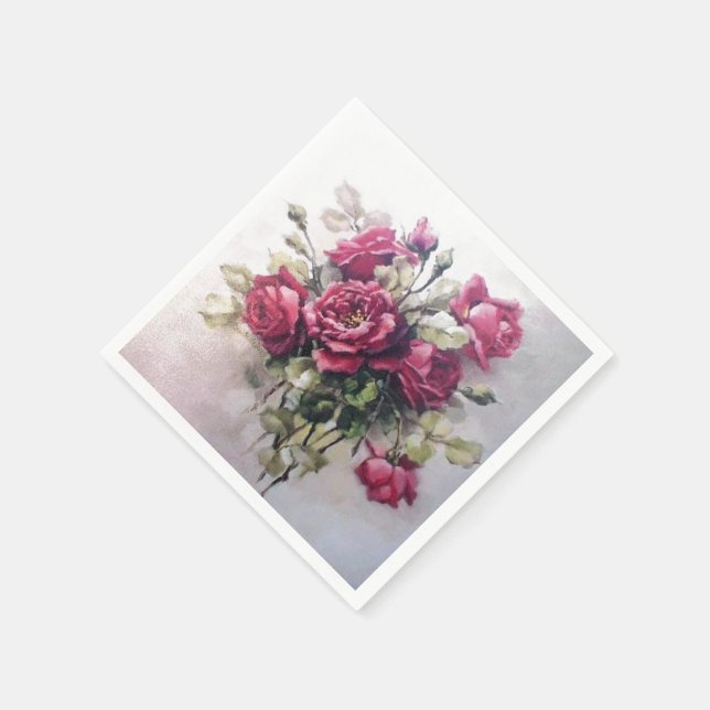 Vintage Rose Bouquet Napkin (Corner)