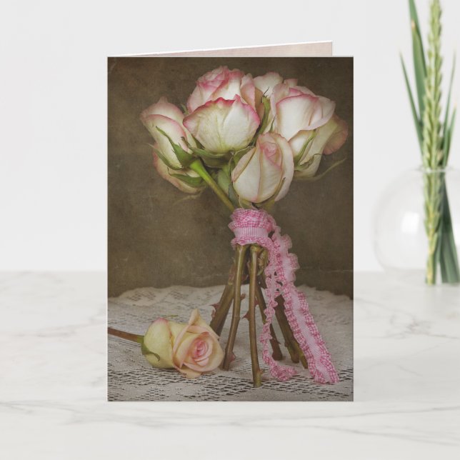 vintage rose bouquet sympathy card (Front)