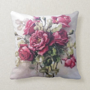 Vintage Rose Bouquet Throw Pillow