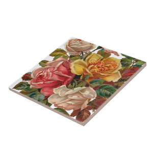 Vintage Rose Bouquet Tile
