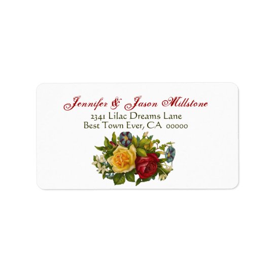 Vintage Rose Bouquet Wedding Label