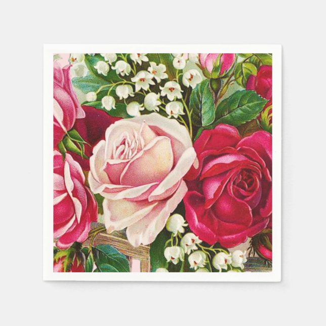 Vintage Rose Cart (F) Napkin (Front)