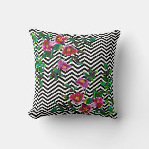 Vintage Rose - chevron Throw Pillow