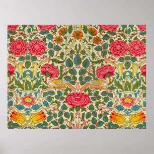 Vintage Rose Chintz Floral pattern Poster