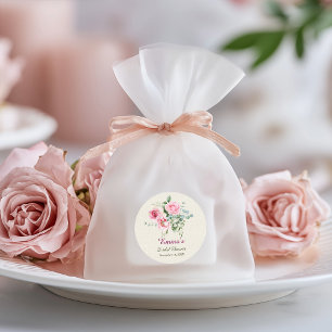 Vintage Rose Customize Bridal Shower Paper Classic Round Sticker