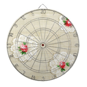 Vintage Rose Doily Wallpaper Dartboard