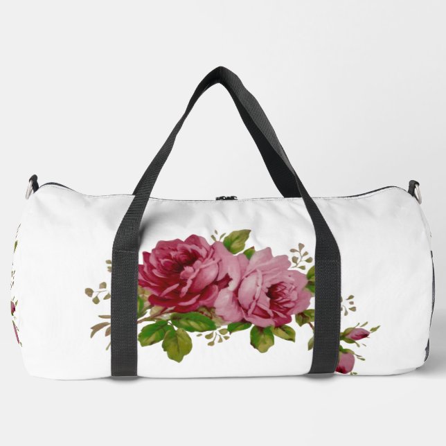 Vintage Rose Elegance  Duffle Bag (Front)