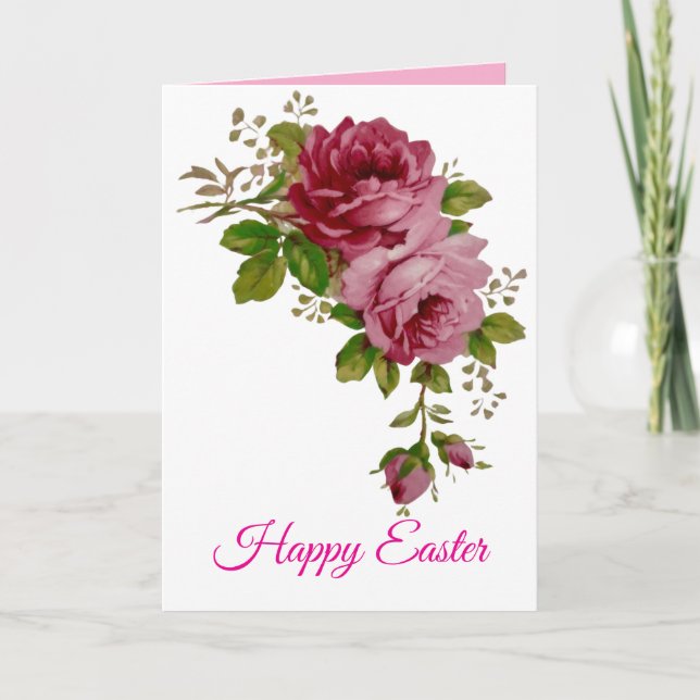 Vintage Rose Elegance Holiday Card (Front)