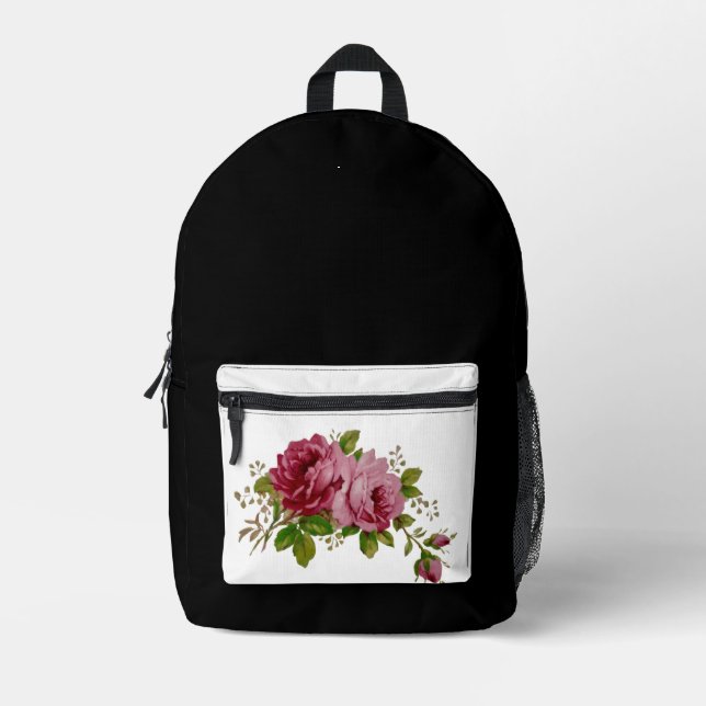 Vintage Rose Elegance  Printed Backpack (Front)