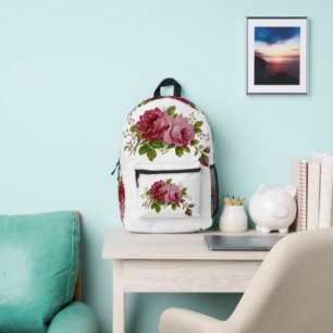 Vintage Rose Elegance Printed Backpack