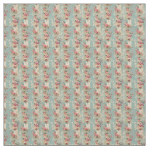Vintage Rose Elegance with Aqua Pastel Charm Fabric