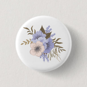 Vintage Rose Floral Art Retro Botanical Flowers 1 Inch Round Button