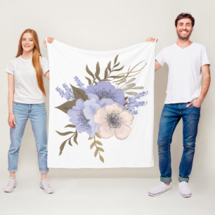 Vintage Rose Floral Art    Retro Botanical Flowers Fleece Blanket