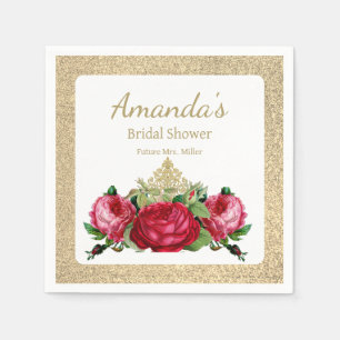 Vintage  Rose Floral Bridal Shower Party Napkin