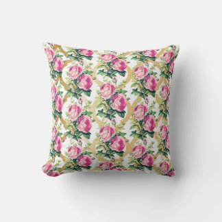Vintage Rose Floral Design Throw Pillow