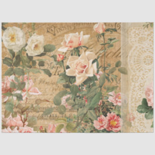 Vintage Rose Floral Ephemera French Decoupage  Tissue Paper