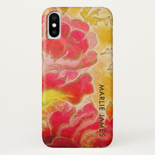 Vintage Rose Floral Feminine Watercolor With Name Case-Mate iPhone Case
