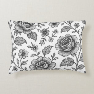 Vintage Rose Floral Pattern Accent Pillow