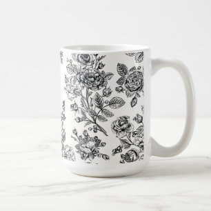 Vintage Rose Floral Pattern Coffee Mug