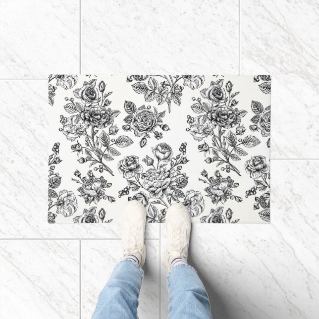Vintage Rose Floral Pattern Doormat (Indoor)