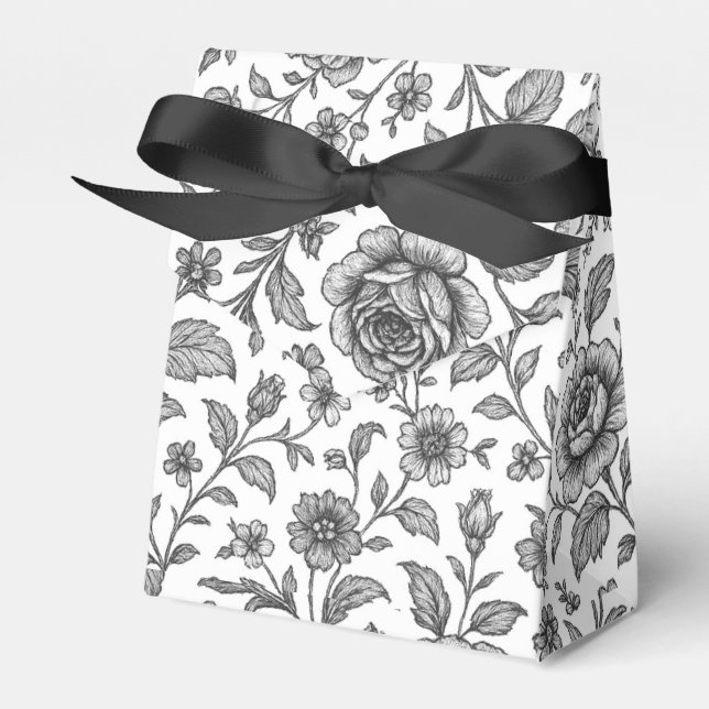 Vintage Rose Floral Pattern  Favor Box (Front Side)