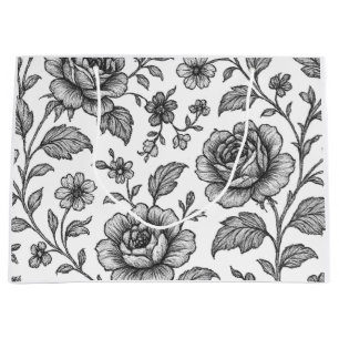 Vintage Rose Floral Pattern Large Gift Bag