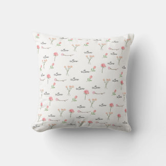 Vintage Rose Floral Pattern Love  Throw Pillow