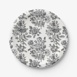 Vintage Rose Floral Pattern Paper Plate