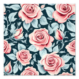 Vintage Rose Floral Pattern Photo Print