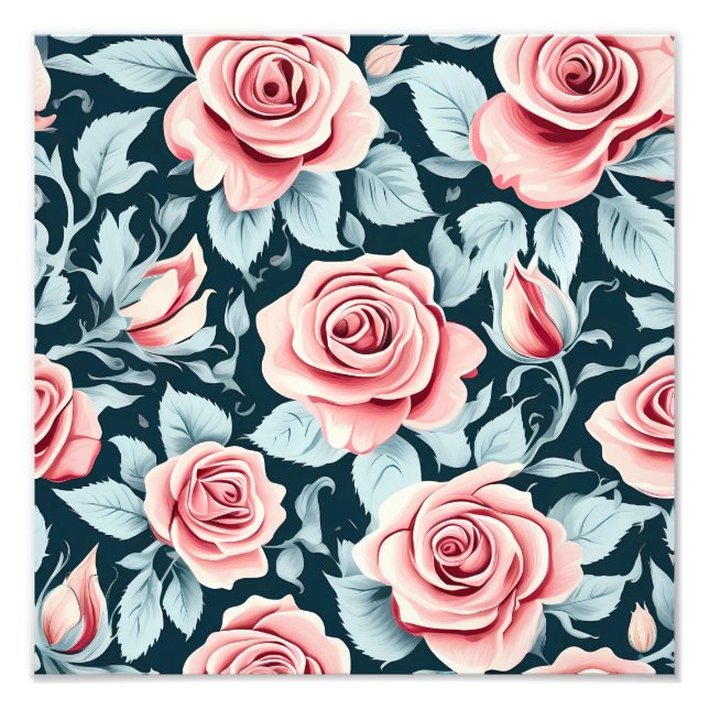 Vintage Rose Floral Pattern Photo Print (Front)