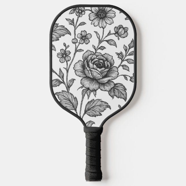 Vintage Rose Floral Pattern  Pickleball Paddle (Front)