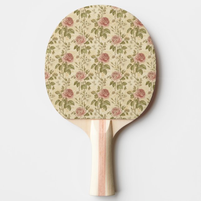 Vintage Rose Floral Pattern Ping Pong Paddle (Front)