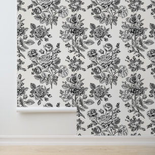 Vintage Rose Floral Pattern Wallpaper