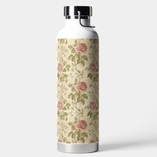 Vintage Rose Floral Pattern Water Bottle