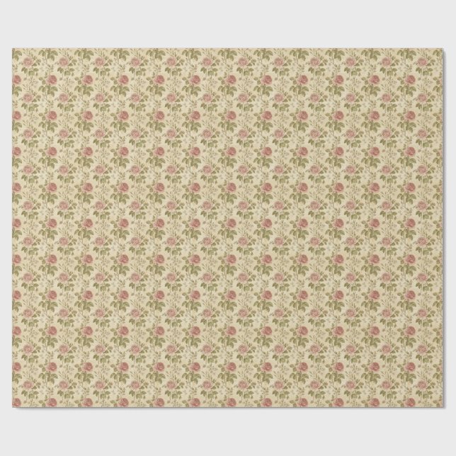 Vintage Rose Floral Pattern Wrapping Paper (Flat)