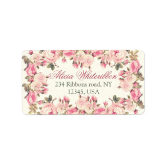 Vintage rose floral personnalisé étiquettes de adr