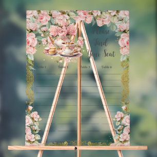 Vintage Rose Floral Tea Party Bébé Plan de table d