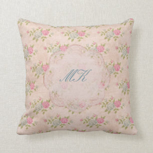 Vintage Rose Floral Throw Pillow