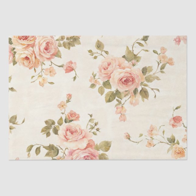 Vintage Rose Floral Tissue Paper (Front)