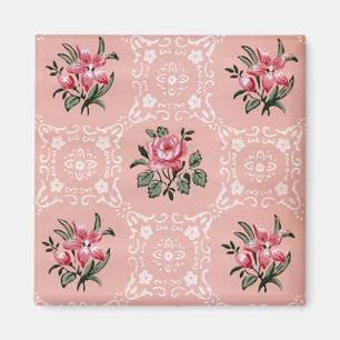 Vintage Rose Floral Wallpaper Pattern Magnet