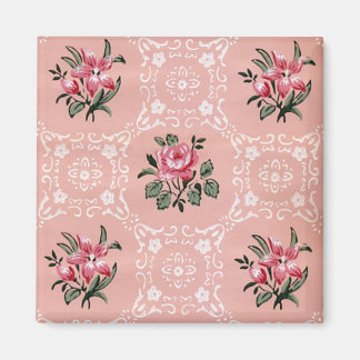 Vintage Rose Floral Wallpaper Pattern Magnet