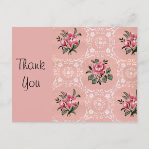 Vintage Rose Floral Wallpaper Pattern Postcard