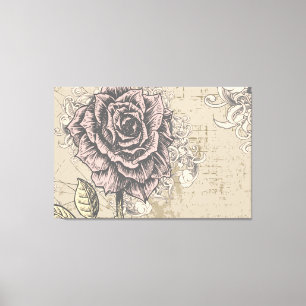 Vintage Rose Floral Wrapped Canvas