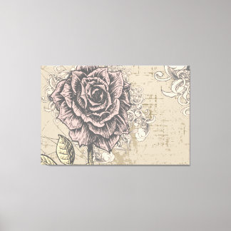 Vintage Rose Floral Wrapped Canvas