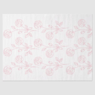Vintage Rose Flower Drawing Pink Decoupage  Tissue Paper