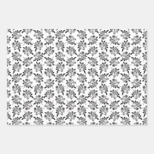 Vintage Rose Flower Floral Pattern  CUSTOM COLOR Wrapping Paper Sheet
