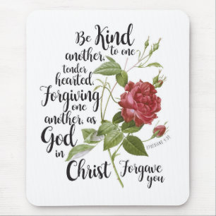 Vintage Rose flower illustrated with bible verse Mouse Pad