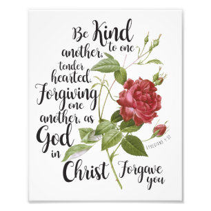 Vintage Rose flower illustrated with bible verse  Photo Print