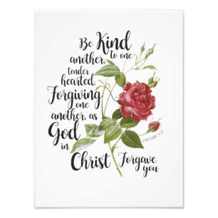 Vintage Rose flower illustrated with bible verse  Photo Print